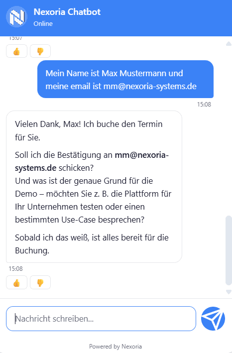 Terminbuchung: Vom Chat zum Kalender zur E-Mail 2