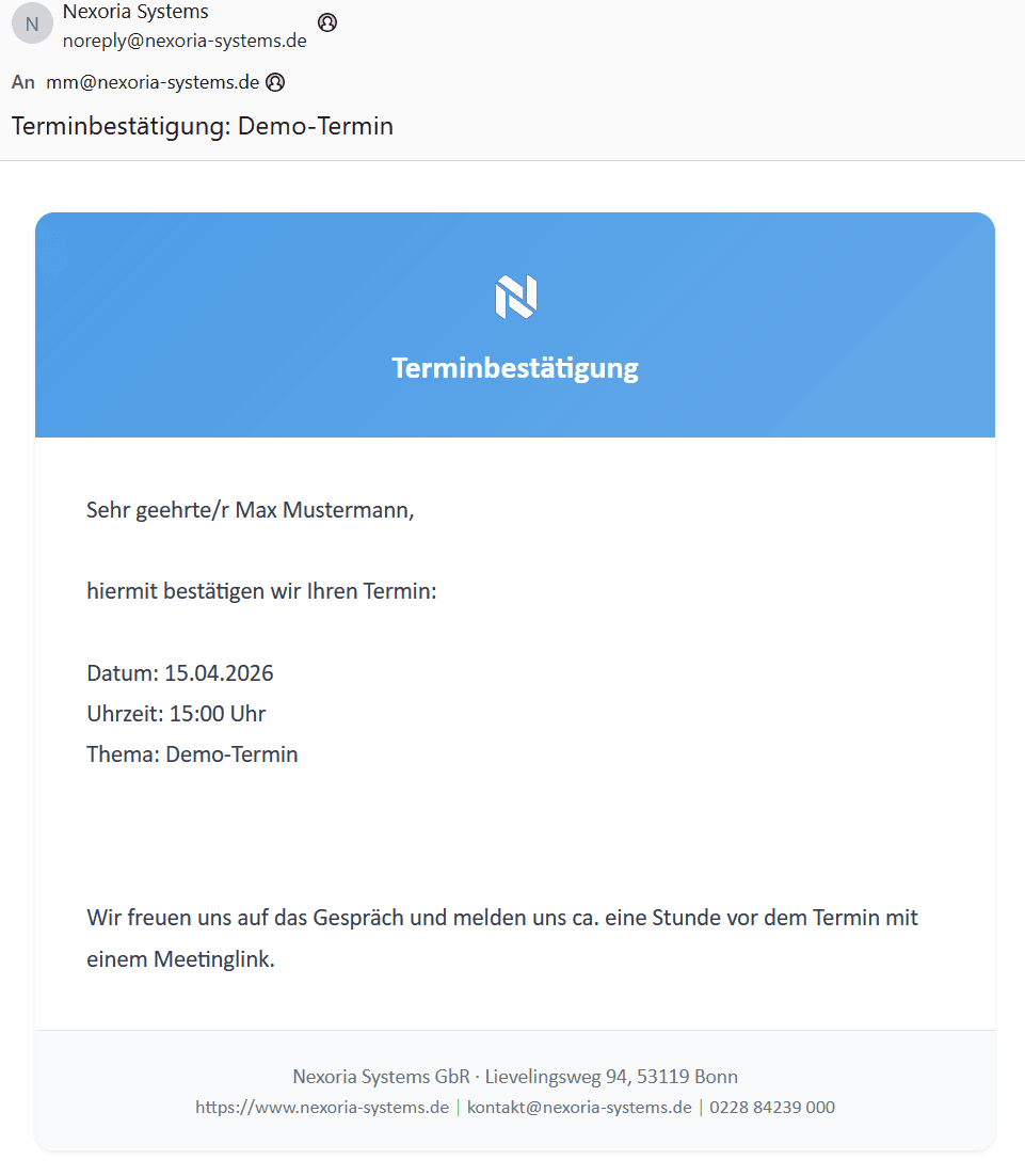 Kalender & E-Mail-Bestätigung 2