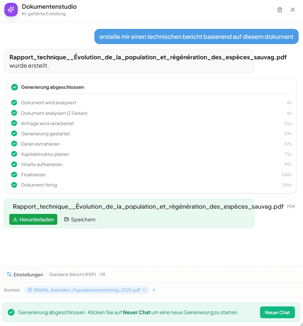 Abgeschlossene Generierung