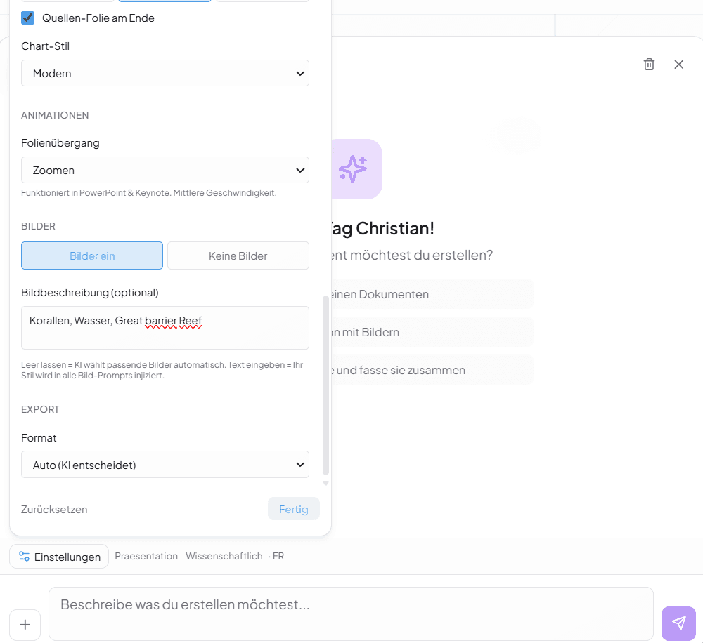 KI-Bilder & Einstellungen