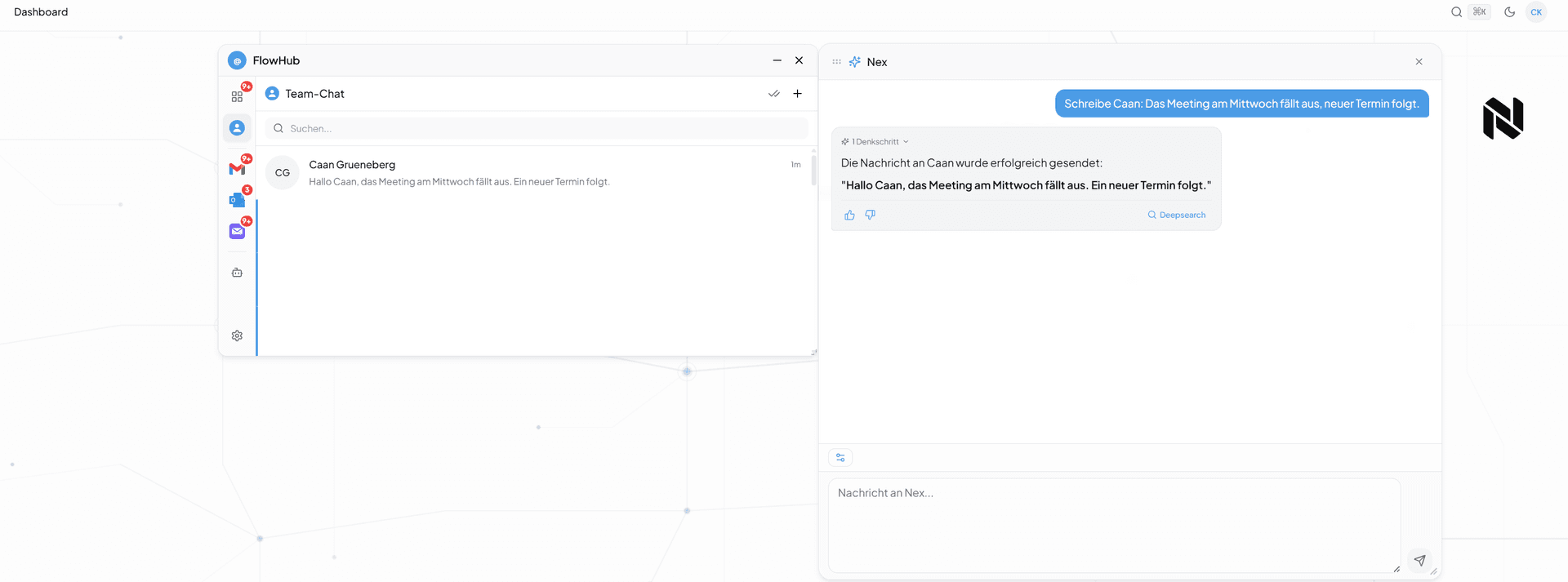 Team-Kommunikation ohne Fensterwechsel