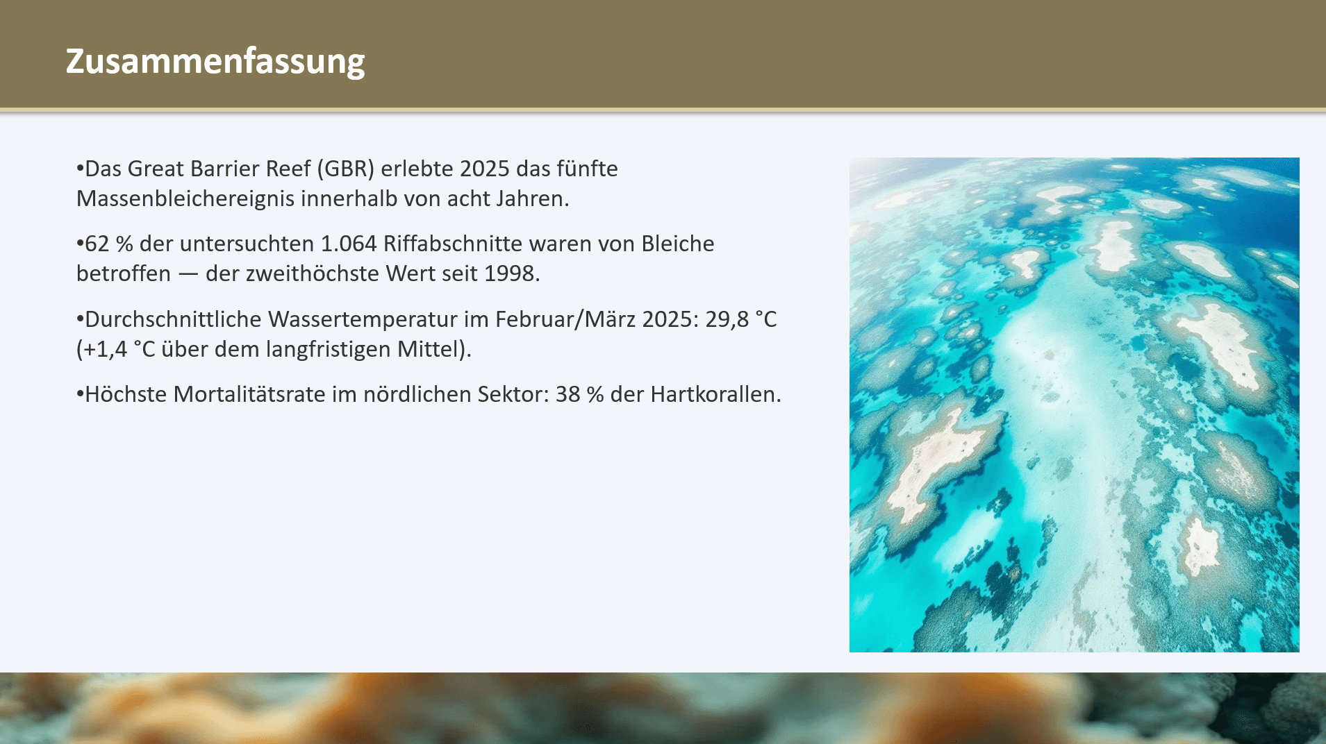 Korallenbleiche am Great Barrier Reef — Folie 2